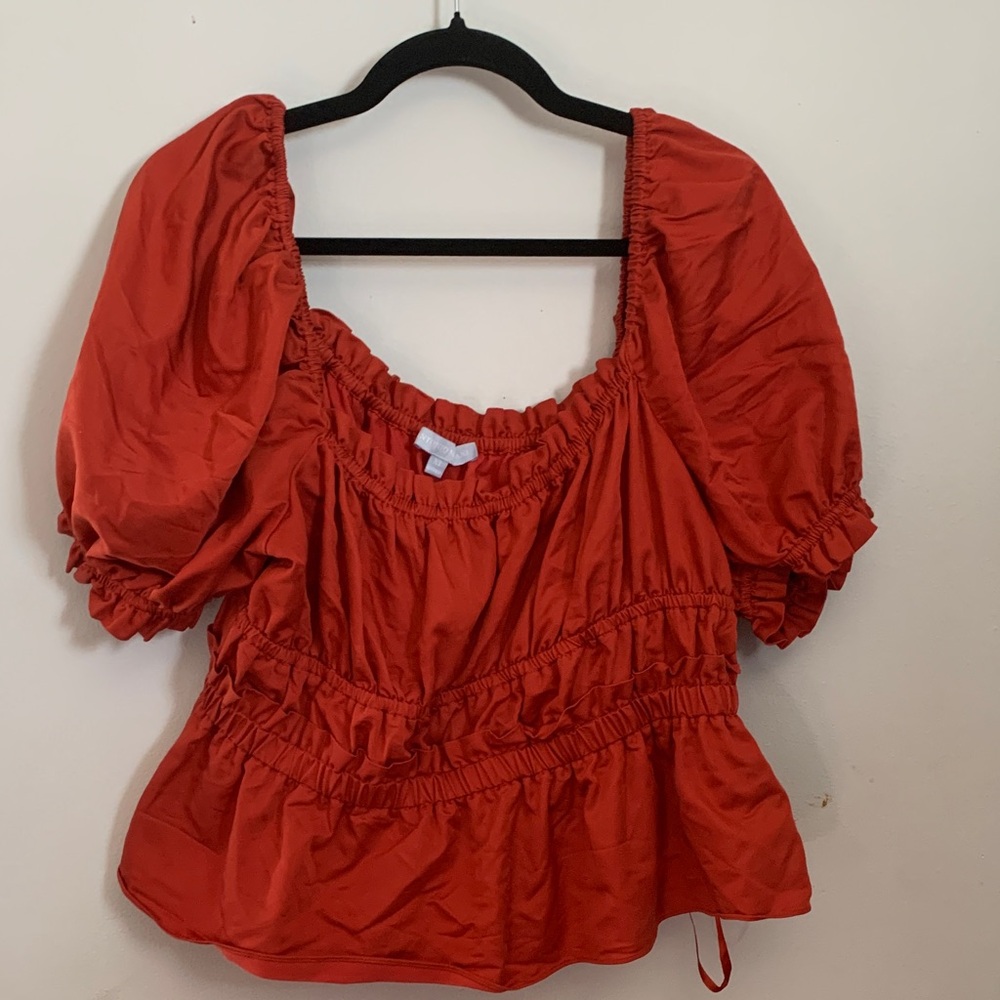 ANTONIO MELANI Red Puff Sleeve Blouse